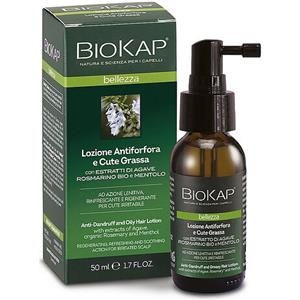 BIOKAP Lozione Antiforfora e Cute Grassa - 50 ml con Estratti di Agave, Rosmarino Bio e Mentolo