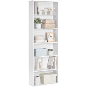 VASAGLE Libreria, Scaffale Libreria a 6 Ripiani, Scaffale Portaoggetti Aperto, 24 x 60 x 178,5 cm, per Soggiorno Studio Sala da Pranzo, Bianco Nuvola LBC169T14