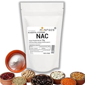 Nutrics 75g NAC N Acetil Cisteina Polvere - 100% Puro - Senza riempitivi Leganti & Agenti di carica - N Acetil L Cisteina (75g)