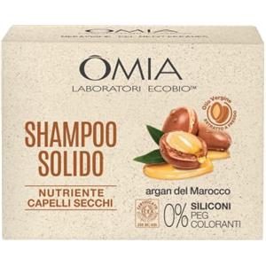 Omia, Shampoo Solido all'Argan del Marocco per Capelli Secchi, Formula Nutriente, Senza Siliconi e Coloranti, Adatta a Tutti i Tipi di Pelle. 50ml