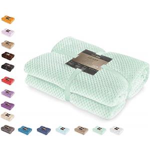DecoKing Coperta Plaid Pile 70x150 cm per Letto Singolo Calda Accogliente e Spessa in Morbido Velluto Stile Scandinavo Per Letto Divano Sedia Tutte le Stagioni Menta Henry