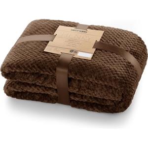 DecoKing Coperta Plaid Pile 70x150 cm per Letto Singolo Calda Accogliente e Spessa in Morbido Velluto Stile Scandinavo Per Letto Divano Sedia Tutte le Stagioni Marrone Henry