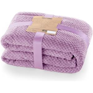 DecoKing Coperta Plaid Pile 70x150 cm per Letto Singolo Calda Accogliente e Spessa in Morbido Velluto Stile Scandinavo Per Letto Divano Sedia Tutte le Stagioni Lilla Henry