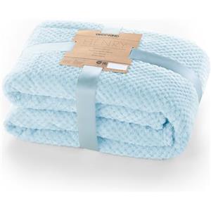 DecoKing Coperta Plaid Pile 70x150 cm per Letto Singolo Calda Accogliente e Spessa in Morbido Velluto Stile Scandinavo Per Letto Divano Sedia Tutte le Stagioni Azzurro Henry
