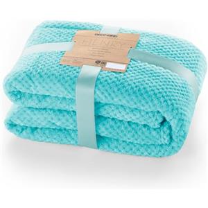 DecoKing Coperta Plaid Pile 70x150 cm per Letto Singolo Calda Accogliente e Spessa in Morbido Velluto Stile Scandinavo Per Letto Divano Sedia Tutte le Stagioni Turchese Henry