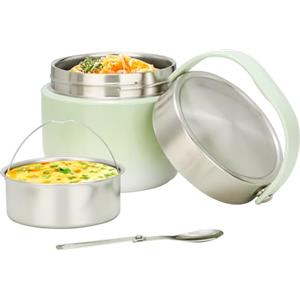 VINATO Porta Pranzo Termico 1.2L Lunch Box Termico Bento Box in Acciaio Inossidabile Antigoccia, BPA-Free con Cucchiaio - per Ufficio, Scuola, Escursioni