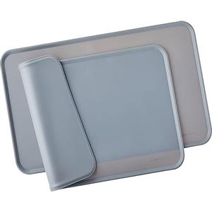 Amazon Basics tappetino sottociotola per animali domestici, impermeabile, in silicone - 47 x 29 cm, Grigio (confezione da 2), Tinta unita