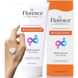 Florence Crema Viso Antirughe Bio con Acido Ialuronico,Retinolo,Vitamina C. Antietà e Antimacchia per Donna e Uomo. Per Contorno Occhi, Linee Sottili, Rughe e Macchie Scure. Florence Bio Face Cream 100 ml