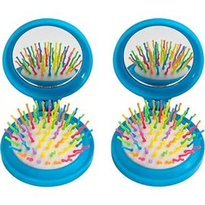 Xynovate 2 Pezzo Spazzola per Capelli da Viaggio con Mini Specchio, Pieghevoli Spazzola Pettine per Massaggi, Spazzola Tascabile For Women and Men, Spazzola Adatta a Tutti i Tipi di Capelli