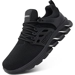 Hitmars Scarpe Antinfortunistiche Uomo Donna Scarpe da Lavoro Punta in Acciaio Safety Shoes Leggere Scarpe da Cantiere Scarpe Sportive di Sicurezza Nero-Bianco EU 36