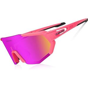 Queshark Polarizzati Anti-UV Occhiali da Ciclismo Bici MTB Intercambiabili per Sport Uomo Donna Guida Pesca Golf Baseball Corsa