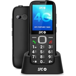 SPC Fortune 2 Max - Telefono cellulare per anziani 4G | Schermo antigraffio 2,4", tasti grandi | 104 dB e base di carica | Pulsante SOS, profilo ICE e configurazione remota | Batteria 7 giorni