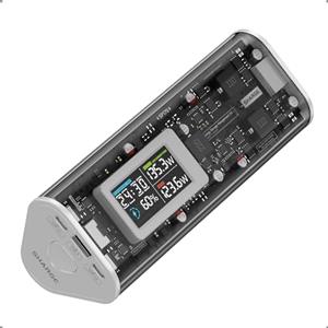 SHARGEEK 170 Powerbank USB C, Ladegerät Tragbar 24000mAh mit Smart Display, Akkupack Transparenter Wasserdicht 3 Anschlüsse für MacBook Pro, iPhone 16/15/14/13, Schnelllade Power Bank