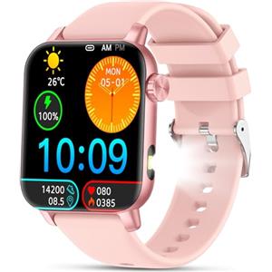 YYKY Smartwatch Uomo Donna,Orologio ????li???????????????????? 1.85"Chiamate Bluetooth,DIY Quadrante Video Watch,Torcia LED,FitnessTracker HRV,Sonno,Cardiofrequenzimetro,Meteo,IP68,100+Sport Android iOS Rosascuro