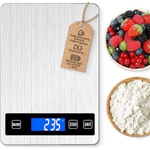 NIWOHOM15KG Bilancia Cucina Digitale,Bilancia da Cucina Professionale con Grande Display LCD,Funzione Tare,Ricaricabile Bilancia Alimenti,Precisione Fino a 1g,Batterie Incluse-Bianco