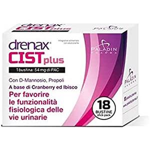 Drenax Forte Cist Plus Integratore Alimentare per Funzione Urinaria e contro le Cistiti, 18 Stick pack, 03723