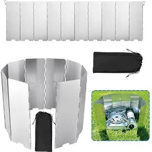 YAYODS 2 pezzi paravento fornello a gas da campeggio - 24 x 83 cm leggero pieghevole in alluminio protezione antivento per fornelli da campeggio, paraschizzi parabrezza, windscreen campeggio per forni