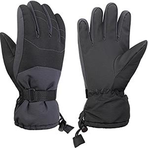 QKURT guanti da sci, guanti da snowboard invernali guanti da neve impermeabili guanti in pelle per bambini attività all'aperto 6-14 anni