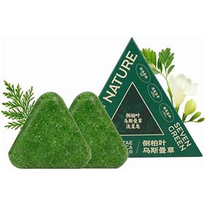 Generisch Shampoo solido, shampoo triangolare, Nature Seven GrünesShampoo, oli bilancianti per cuoio capelluto, non grasso, shampoo per la cura dei capelli per uomini, pulizia delicata e cura per uomini e donne