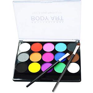 FLYISH DIRECT Body Painting Colori Bambini Trucco per Bambini Halloween & Carnevale Bambini Trucco Palette Safe & Non tossico Easy Wash, 15 colori con due pennelli