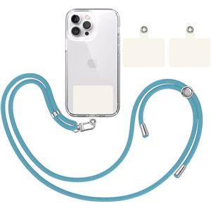 TBOC Cordino Catenella Laccio Strap Porta Cover [Turchese] + 2 Toppe di Fissaggio aggiuntive [Bianco Ice] Telefono Cellulare Collo - Tracolla Catenina cordini Cellulari Telefoni Universale Laccetti