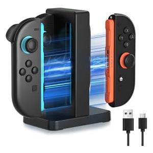 Diyife Caricatore per Nintendo Switch 2, [2025 Aggiornato-4 in 1] Diyife Dock di Ricarica per Controller Joy-Con, Joycon Switch Caricabatterie Dock Switch 2, con Indicazione LED e Porta USB-C Ricarica Rapida