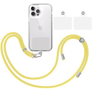 TBOC Pack: Cordino Catenella Laccio Strap Porta Cover [Giallo] + 2 toppe di fissaggio aggiuntive Telefono Cellulare Collo - Tracolla Catenina cordini Phone Cellulari Telefoni Universale Laccetti