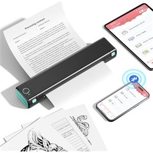 Itari M08F Stampante Portatile,Stampante Termica Supporto A4, Mini Stampante Portatile, Stampa Mobile Senza Internet e Inchiostro, Stampante Termica Portatile Compatibile con Telefoni e Laptop