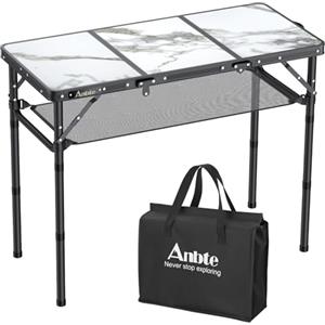 Anbte Tavolo Pieghevole da Giardino Caffè Regolabile 88 * 40 * 70CM Richiudibilecon Tavolino da Campeggio con 3 Altezze Portatile in Alluminio per Picnic/Lavoro/Interno/Truccarsi-Rete di Stoccaggio