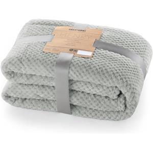 DecoKing Coperta Plaid Pile 70x150 cm per Letto Singolo Calda Accogliente e Spessa in Morbido Velluto Stile Scandinavo Per Letto Divano Sedia Tutte le Stagioni Acciaio Henry