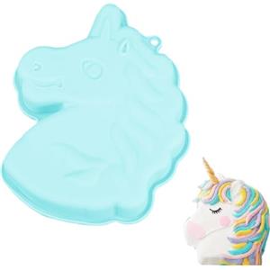 Smavles Stampo in Silicone Unicorno Stampo per Torta 3D Silicone Stampo Cioccolato Stampi Unicorno Silicone Stampo in Silicone forma di unicorno per feste di compleanno Verde chiaro