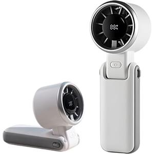 Tudaheuiy 3600mAh Mini Ventilatore Portatile, Ricaricabile Tramite USB Ventilatore 5 Velocità 180° Regolabile con Display LED Ventilatore da Tavolo Pieghevole per Casa Ufficio Camera da Letto (Bianco)