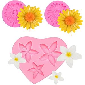 YGCHEN Stampi in Silicone Fondente Stampo per Torte Fiore Margherita Frangipane Fondant Silicone Mold 3D Stampo per Cioccolato Torte Gelatina Zucchero Sapone (3 Pezzi)