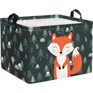Clastyle Ceste Biancheria Animale Forestale Singolo per Bambini Cestino Portaoggetti Giocattoli Pieghevole per Ragazzi Ragazze (Volpe, 40 * 30 * 30 cm)