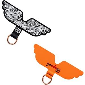 GOODAYY Linguetta per Cordino Cellulare, 2 Toppa in Metallo e Nylon Patch con Adesivi Protettivi Antigraffio, Design Ultra Sottile Impermeabile Accessorio Universale per Telefono (Arancia)