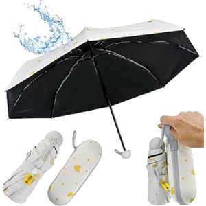 SLTAXAR - Ombrello compatto/resistente alle tempeste a 8 stecche, mini ombrello tascabile, pieghevole, con protezione UV, da donna, perfetto da tenere in borsa