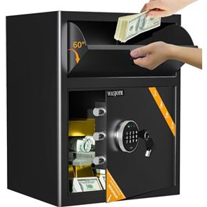 WASJOYE 70L cassaforte con fessura Cassaforte per deposito, grandi dimensioni, con tastiera digitale e antifurto, cassetta di sicurezza aziendale con funzione di allarme