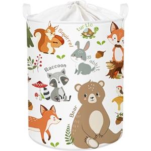 Clastyle Cesto Portabiancheria Animali Bosco Cestino Portaoggetti Foglie Cesta Biancheria Genitori per Organizzare Giocattoli Vestiti,Orso,36x45 cm