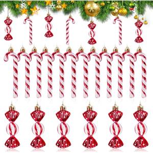 RLINGX Decorazioni di Natale-18pcs zucchero bastoni albero di Natale Baubles Natale baubles includono rosso Candy Cane decorazioni Ornamento carino per decorazioni per l'albero di Natale (Red)