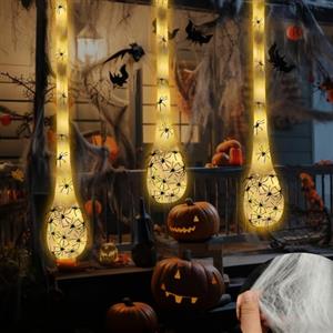 Libershine Halloween decorazioni, Ragnatele Halloween, Ornamento Luminoso a Forma di Uovo di Ragno, Lucine 3 Modalità di Illuminazione, Adatto per Giardini, Corridoi,Interno, Esterno