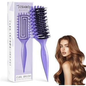 Farnirvana Spazzola per Capelli Curva, Curly Hair Brush, Spazzola per Ricci Bounce, Spazzola per Ricci Multifunzionale, Pettine ricci, per Ogni Tipo di Capelli (Viola)