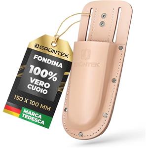 GRÜNTEK Fondina per Cesoie da Giardino in Vera Pelle Fodero Custodia per Forbici da Potatura in Cuoio di Colore Marrone Chiaro.