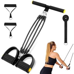 flintronic Multifunzione Elastici Fitness a 4 Tubi, Elastico Fitness con 4 Livelli di Resistenza, 100lbs Allenatore Addominale, Estensore per Tutto il Corpo per Sit-Up Pilates Yoga Fitness Crossfit