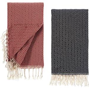 Tuiste Telo Mare Nero - Rosso, Asciugamani Mare Grande Antisabbia, Asciugamani Spiaggia, 2 Pezzi Telo Mare Spugna, Uomo E Donna Telo Cotone Mare, Telo Mare Sottile Da Viaggio, 100x180cm