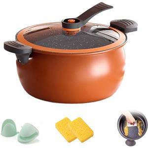 Generic Pentola a pressione antiaderente multifunzionale di grande capacità, micro pentola a pressione da 8 QT, pentola a pressione per microonde con manico anti-scottatura e coperchio in vetro visivo per