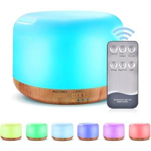 Aoreun Umidificatore, 300ml Umidificatore Ad Ultrasuoni, 7 Colori Luci Con telecomando Olio Essenziale Diffusore, humidifier Con Con funzione timertimer Per Ufficio, Camera Letto