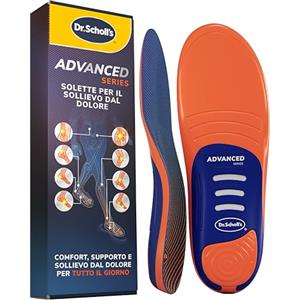 Dr. Scholl's Advanced Pain Relief Solette Ortopediche, Solette Scarpe e Stivali, Sollievo Dolore Piedi e Tallone, Fascite Plantare, Supporto Arco Plantare, Ammortizzazione Extra, Fino 150 Kg, 38-39