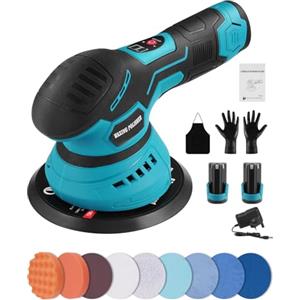 LTPAG Lucidatrice Auto a Batteria, Lucidatrice Eccentrica con 2 Batterie, 8 Velocità Variabili, Set di Lucidatrici Auto 14pz, Lucidatrice Auto per Cura/Lucidatura/Dettaglio Auto