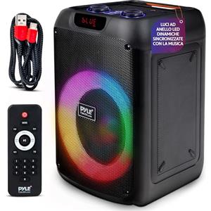 Pyle Cassa Bluetooth Potente, Sistema Stereo Wireless, Altoparlante Bluetooth Portatile con Bassi Potenti e Alti Chiari, 100 Watt
