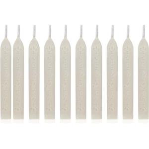 Rylae Bastoncini per Sigillo di Cera, Ceralacca Retrò con Stoppini, Set da 10 Pezzi, Per Inviti di Nozze, Buste, Biglietti di Natale, Decorazioni Regalo (bianco perla)